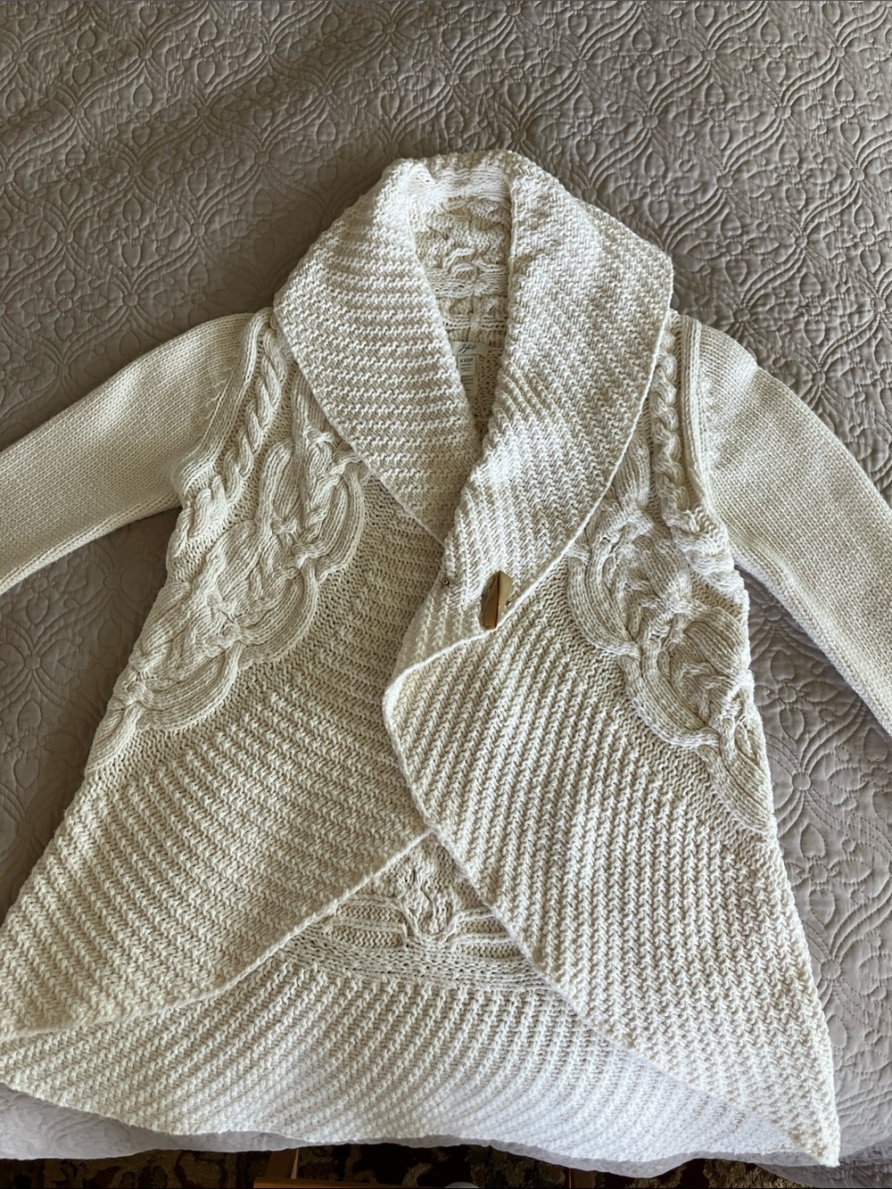 J.Jill ivory crochet circle pattern knit cardigan size xxs